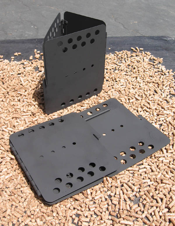 Click for closer view of the collapsible version of our Wood Pellet Camp and Survival Cooker