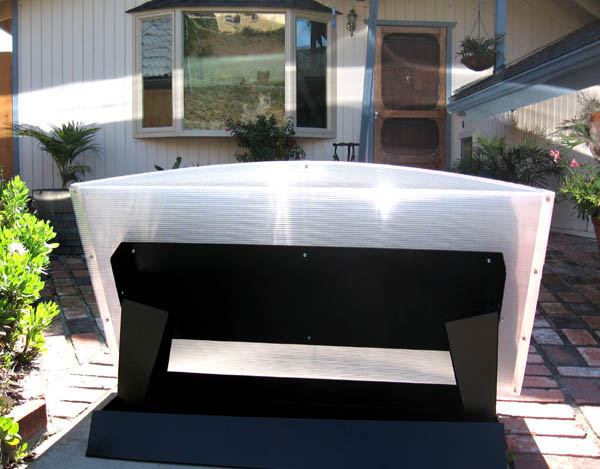 Back view of adjustable ground or wall support mount for 2' x 4' SolaReflex AA reflector panel
