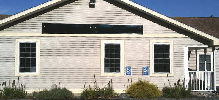Two 8' BISFA heating panels mounted side by side on Maine medical center wall
